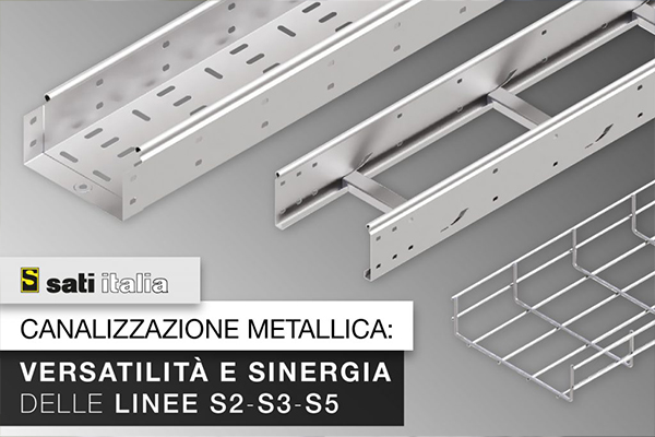 canaline metalliche di tre diverse tipologie